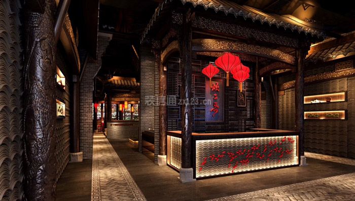 中式火锅店装饰效果图 中式火锅店装修图