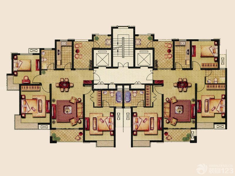 三层超大别墅户型图 三层别墅户型图