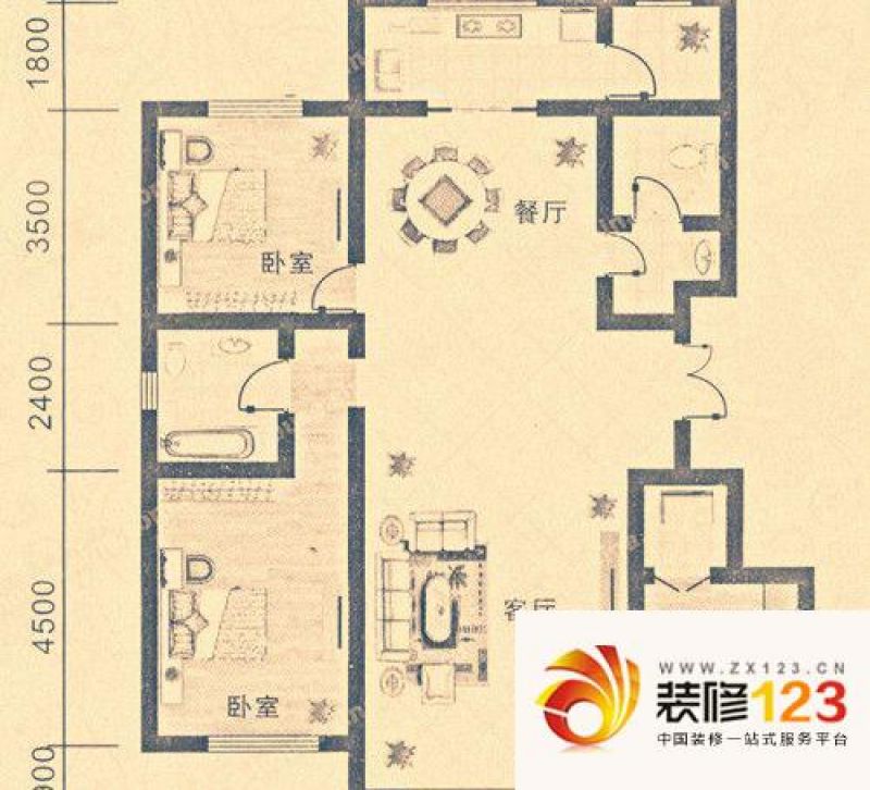 达坂城小镇户型图d1户型图  3室2厅2卫1厨