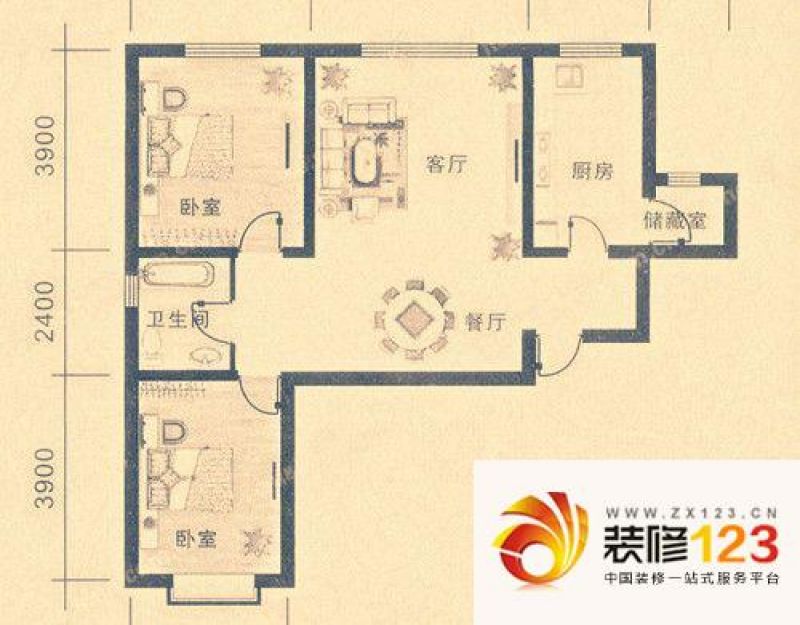 达坂城小镇户型图b1户型图  2室2厅1卫1厨