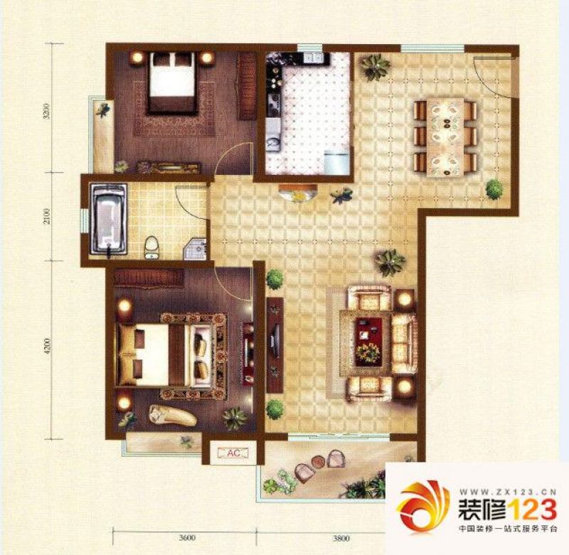鸿瑞豪庭户型图户型图 a4 109.96平方米  2室1厅1卫1厨