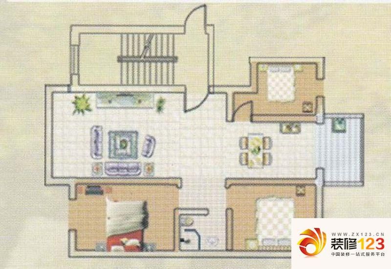 泽泰雅居户型图小高层标准层户型图 3室2厅1卫1厨