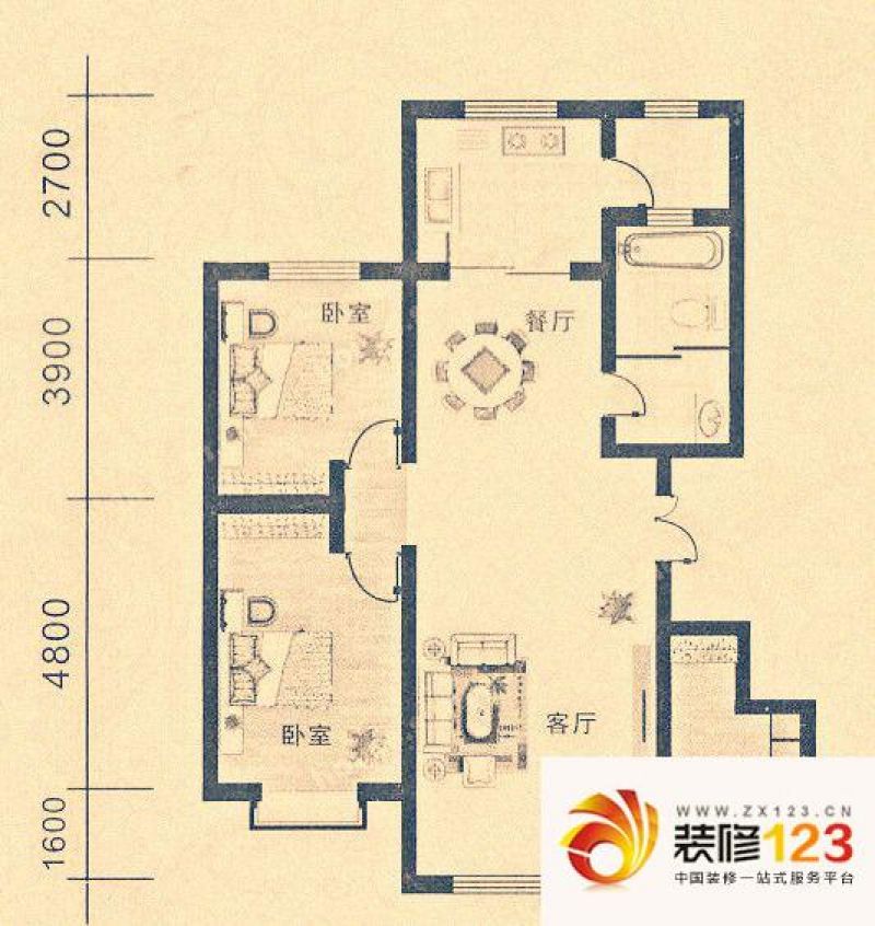 达坂城小镇户型图c1户型图 3室2厅1卫1厨