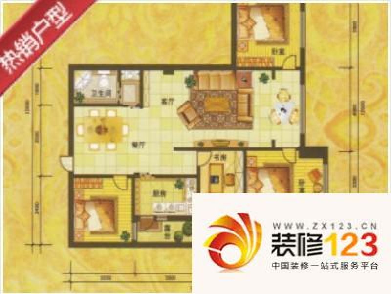 白玉华庭户型图d户型图 4室2厅1 ...