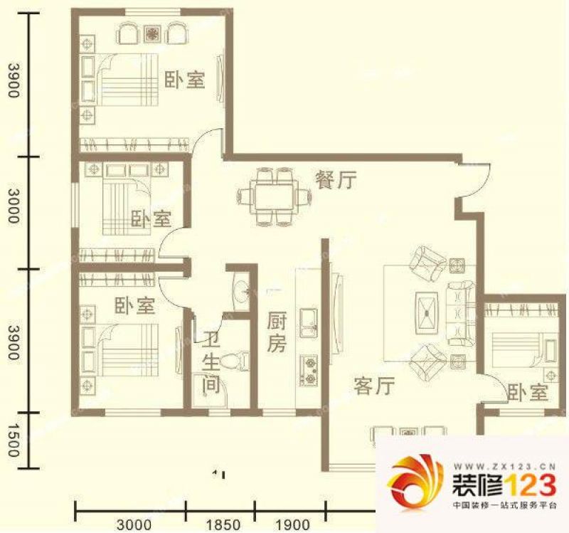 鸣翠嘉座户型图f户型图 4室2厅2 ...
