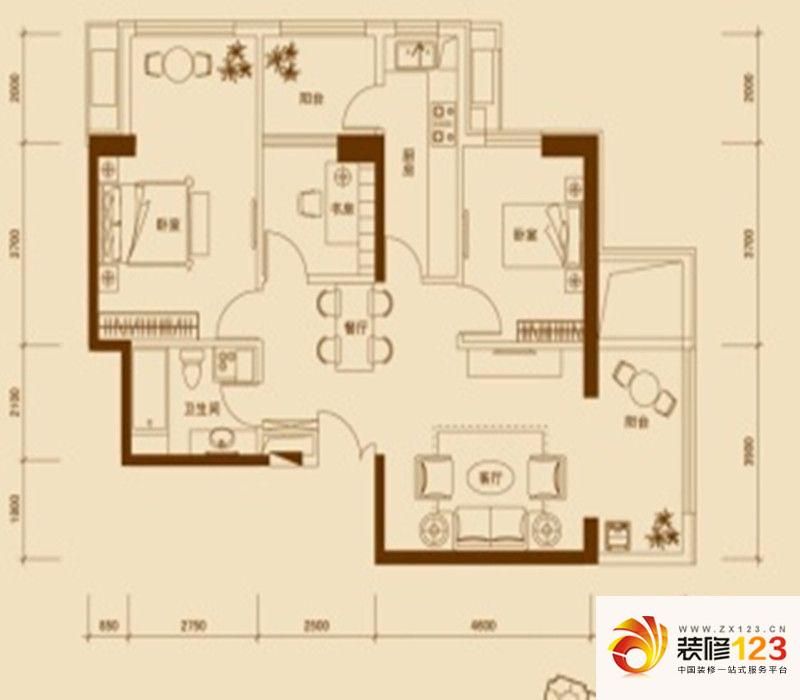 国际置地广场户型图标准层f户型 ...