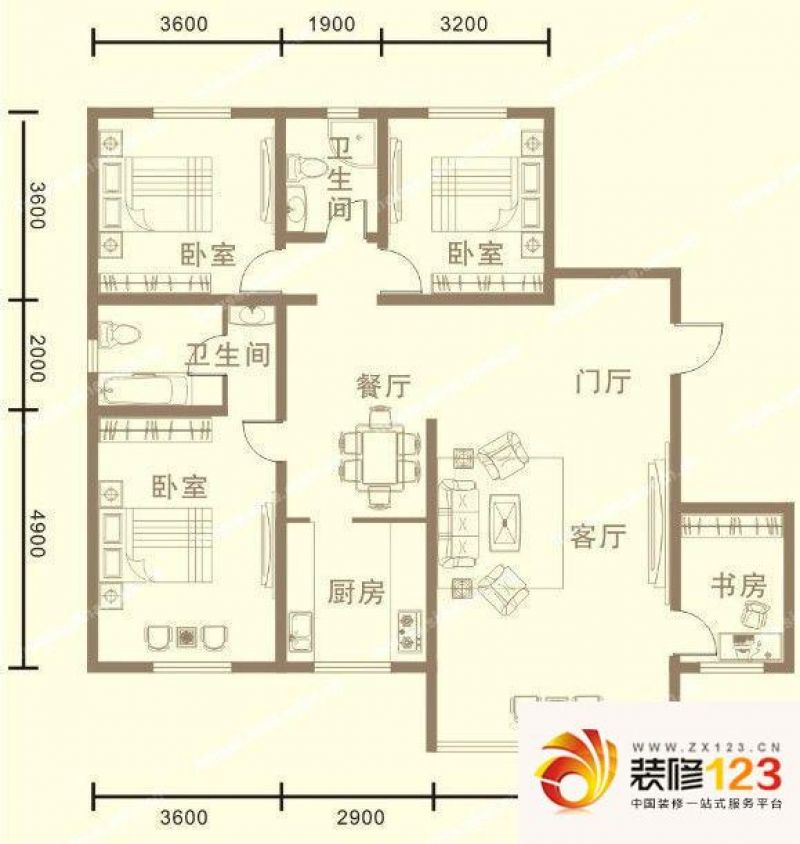鸣翠嘉座户型图j户型户型图  4室 ...