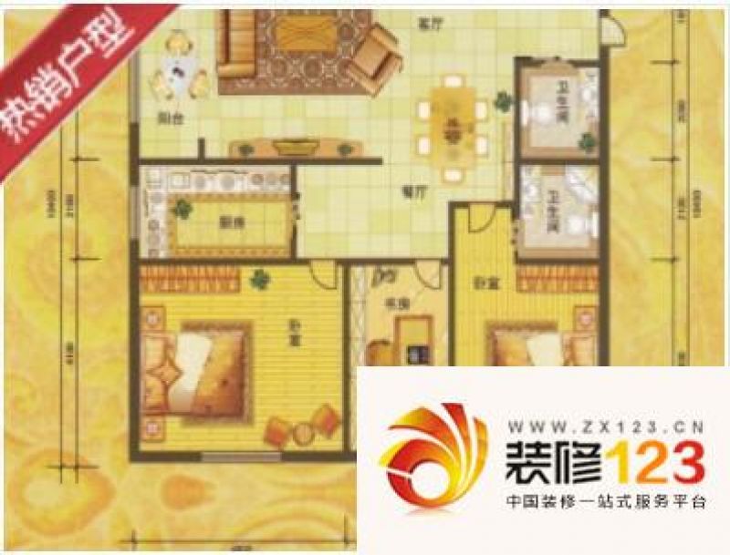白玉华庭户型图a户型图 3室2厅2 ...