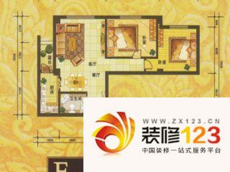 白玉华庭户型图e户型图 2室2厅1 ...